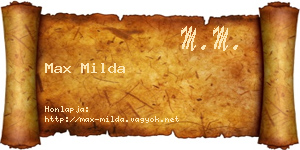 Max Milda névjegykártya